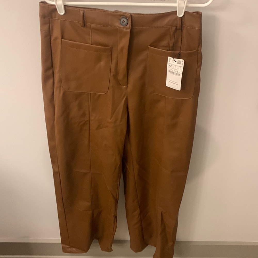 Stradivarius Brown leather pants